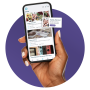 Hand holding CLV app on phone