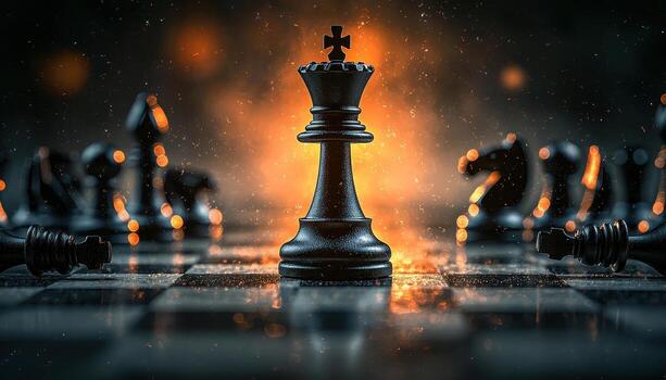 dramatic chess match scene intense closeup dark background copyspace cinematic atmosphere free photo